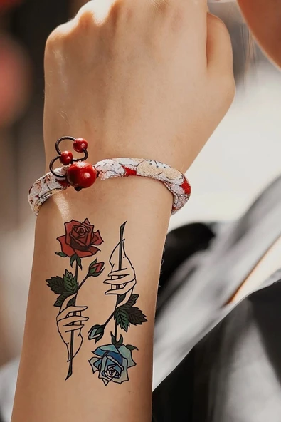 Mini Gül Geçici Dövme Bilek Bel Bacak Omuz Göğüs Arası Tattoo