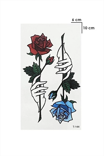 Mini Gül Geçici Dövme Bilek Bel Bacak Omuz Göğüs Arası Tattoo - 3