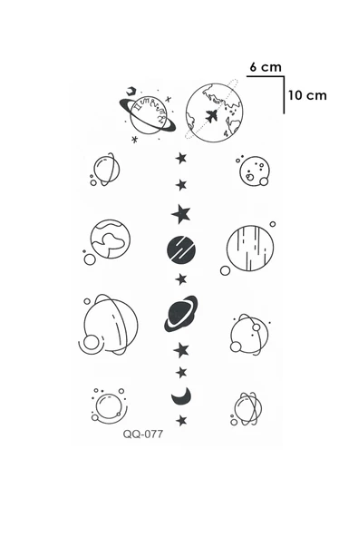 Minimal Gezegen Tattoo Geçici Dövme - 2