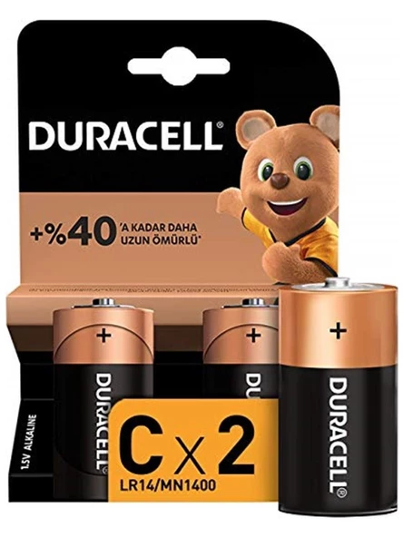 Duracell Alkalin C Piller 2 Adet Paket