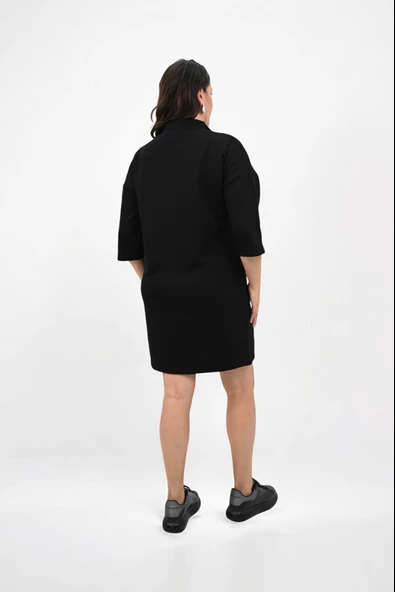 Kadın Büyük Beden Yarım Fermuarlı Şerit Detaylı Spor Elbise 5277-25 - 6