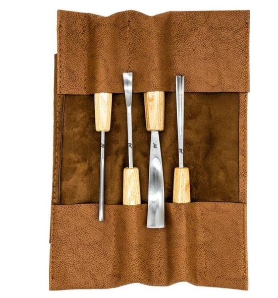 Rox Wood 0127 Deri Çantalı Premium İskarpela Seti 4 Parça - 2