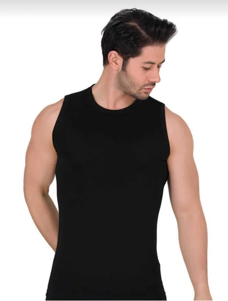 BERRAK 1026 ERKEK SÜPREM LİKRALI KOLSUZ BİSİKLET YAKA ATLET 6 ADET - 2