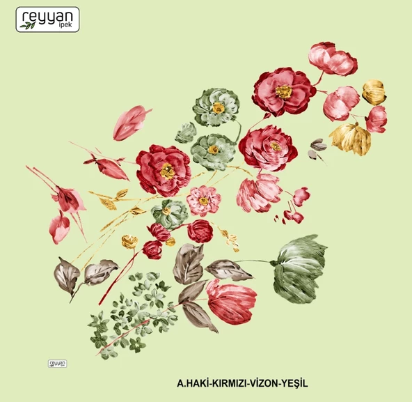 Reyyan İpek Desenli Oyalık Yazma - 14978 - Renk-10-56