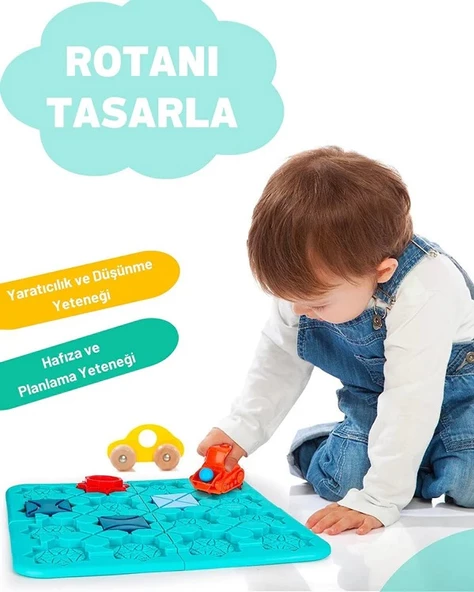Labirent Araba Zeka Oyunu - Çocuklar İçin Eğlenceli 4 Seviyeli Puzzle Labirent Araba 606-3 - 2