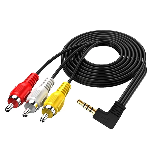 Av kablo 3 Rca To Aux 3.5mm L Tip 1.2 Metre (Tüplü Tvye Hd Uydu Bağlar)