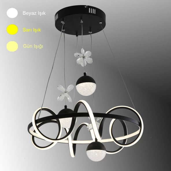 TT314-3TPL-SY TT Aydınlatma Büyük Sarmal Modeli Mat Siyah Led Avize
