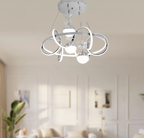 TT Aydınlatma TT314-3TPL-KR  Büyük Sarmal Modeli Krom Kaplama Led Avize - 2