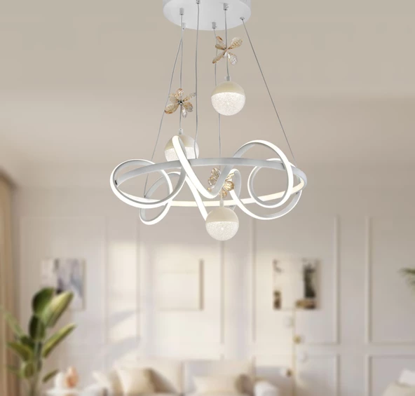 TT Aydınlatma TT314-3TPL-BY  Büyük Sarmal Modeli Mat Beyaz Led Avize - Resim 2