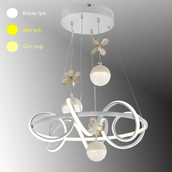 TT Aydınlatma TT314-3TPL-BY  Büyük Sarmal Modeli Mat Beyaz Led Avize ürün görseli 1