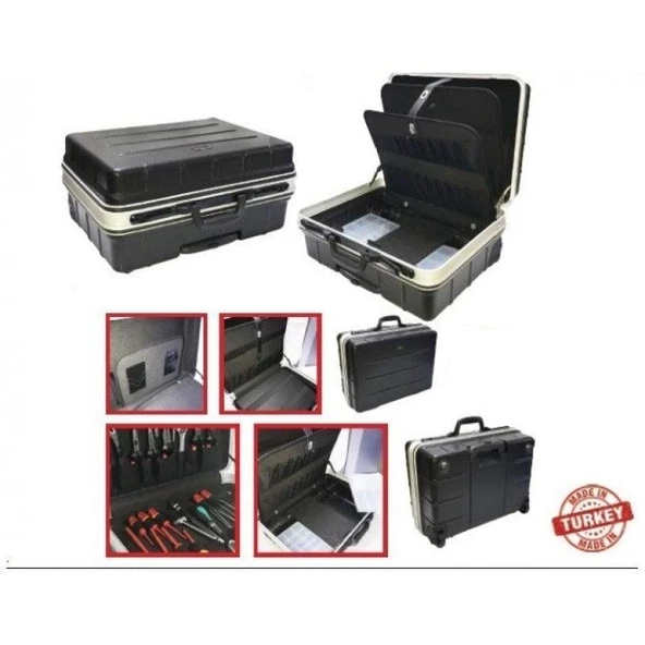 Alfa T-9002 Çekçekli ve Tekerlekli ABS Takım Çantası 24x38x52  cm - 4