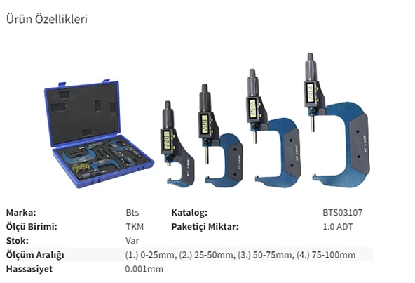 BTS BTS03107 4'lü Dijital Mikrometre Seti - 2