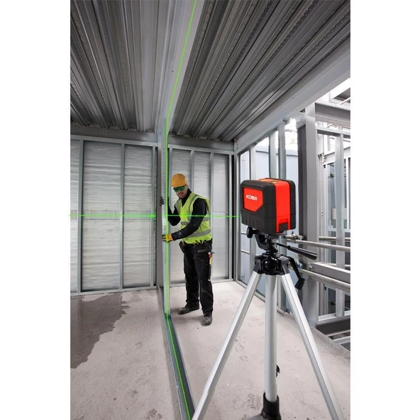 KOBB KBL92GTP Yatay ve Dikey Otomatik Hizalamalı Yeşil Çapraz Çizgi Lazer, 2 Noktalı Şakül Lazer Distomat  + Mini Tripod + Tripod - 5