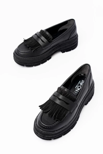 Siyah Tokalı Günlük Yüksek Tabanlı Loafer Ayakkabı - kopya - 4