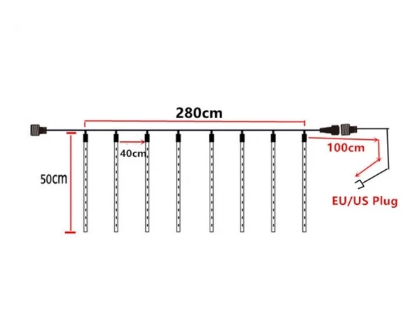 Meteor Kayan Led Tüpleri Sarı Işık 8 Tüp Bahçe Led Aydınlatma - 3