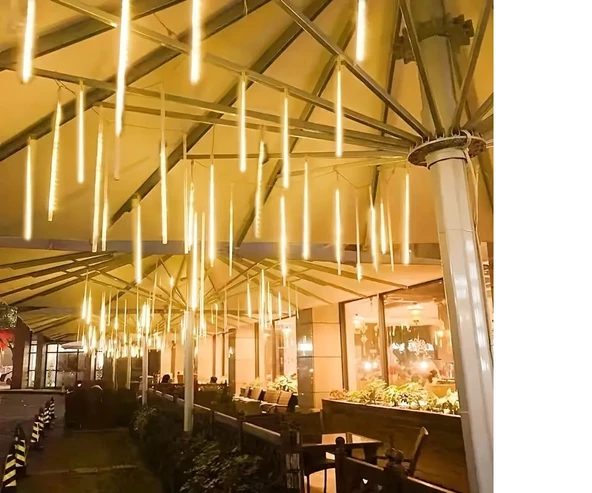 Meteor Kayan Led Tüpleri Sarı Işık 8 Tüp Bahçe Led Aydınlatma - 2