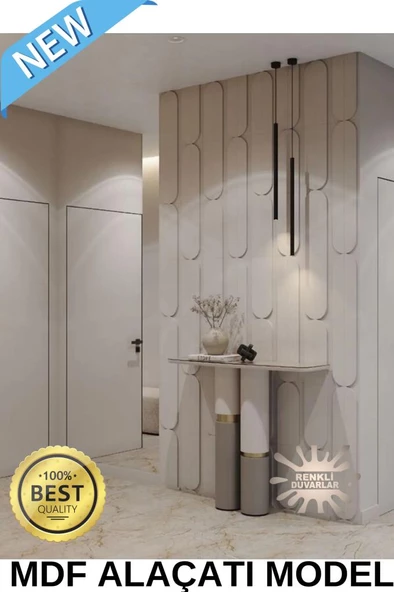 Alacatı Model Mdf Duvar Paneli 1 Adet 40x40cm Dekoratif Duvar Çıtası Ahşap Panel Boyanabilir HAM Mdf