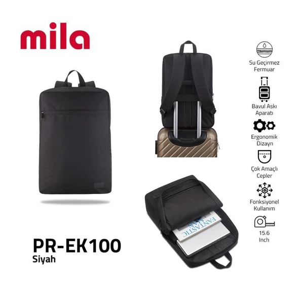 Classone Mila PR-EK100 15,6'Su Geçirmez Kumaş Fermuar Notebook Sırt Çantası+Kablosuz Mouse - 5