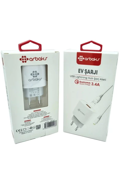 SMK Shop İPHONE / 3.4A-18W Uyumlu  Hızlı Şarj Aleti Arbaks ARB-521