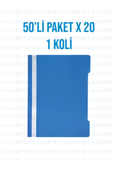 Temat Telli Dosya 1 Koli 50'li Paket 1000 Adet Mavi Renk - 2