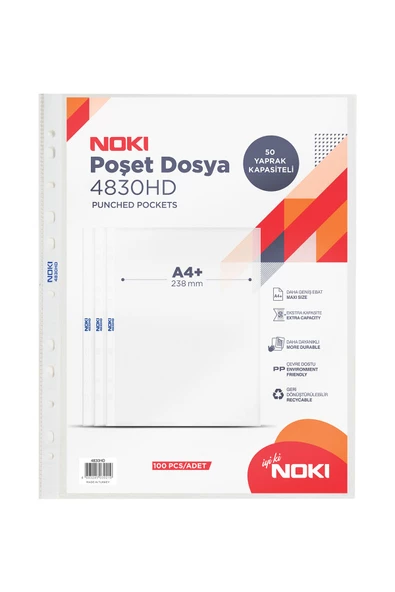 Dağtaş Kırtasiye Noki HD Poşet Dosya 100'lü 50 Yaprak Kapasiteli