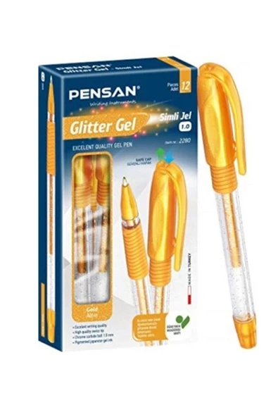 Pensan Glitter Gel Simli Jel Kalem 1.0mm 12'li (1 paket)
