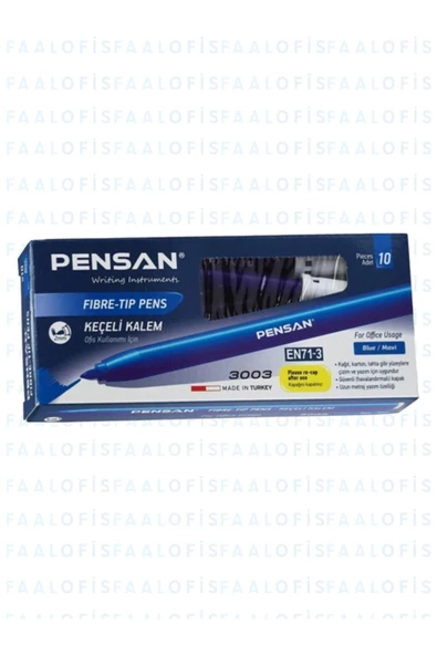 Pensan 3003 Ofis Tipi Kaliteli Keçeli Kalem 10 Adet (1 Paket)