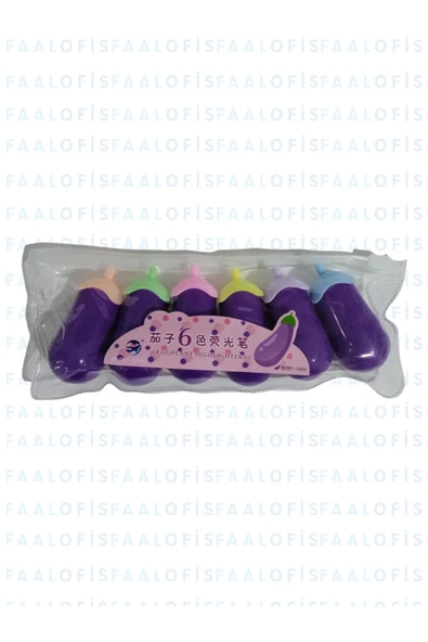 Noname Eggplant Patlıcan Şekilli 6 Renk Fosforlu Kalem