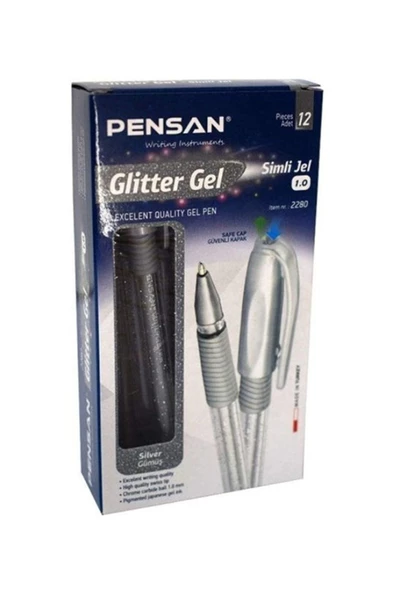 Pensan Glitter Gel Simli Jel Kalem 1.0mm 12'li (1 paket)
