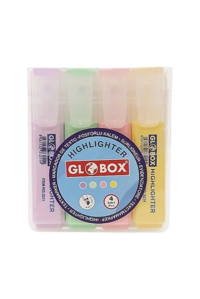 Dağtaş Kırtasiye Globox Fosforlu Kalem 4'lü Pastel Renkler