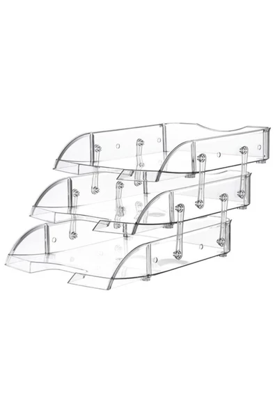Dağtaş Kırtasiye Temat Hareketli Üçlü Evrak Rafı Şeffaf - Resim 7