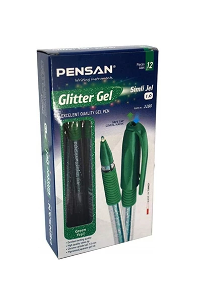 Pensan Glitter Gel Simli Jel Kalem 1.0mm 12'li (1 paket)