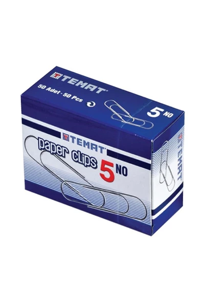 Temat 50mm Ataş 10'lu Kutu Kutu Oval Tip Kaliteli Nikel Kaplama Paslanmaya Karşı Dayanıklı