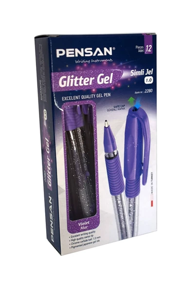 Pensan Glitter Gel Simli Jel Kalem 1.0mm 12'li (1 paket)