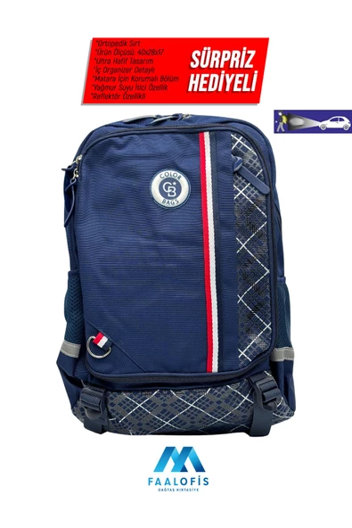 Color Bags Ultra Kalite İç Organizerli Reflektörlü Su Geçirmez Sırt Destekli Okul Çantası B3