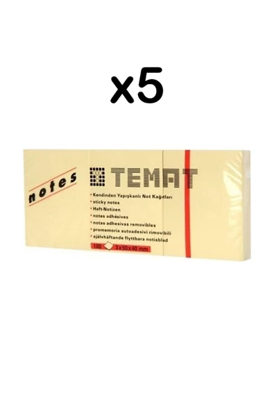 Dağtaş Kırtasiye Temat 3x50x40 Yapışkanlı Not Kağıdı Pastel Sarı 5 Adet - 7