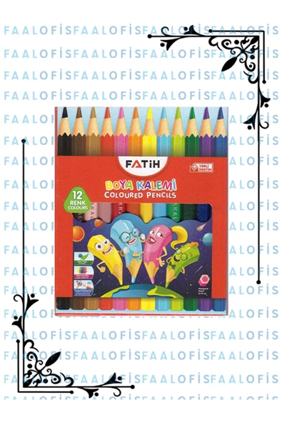 Fatih 12'li Kaliteli Kuru Boya Kalemi 12 Renk Dayanıklı Malzeme - 3