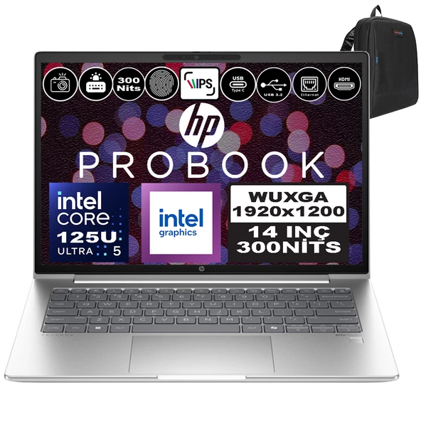 Hp Probook 440 G11 Intel Core Ultra 5 125U Ddr5 40GB 1tb SSD Intel® Aı Boost 14" Wuxga IPS Freedos Taşınabilir Bilgisayar A22ZCEAF14 + Zetta Çanta