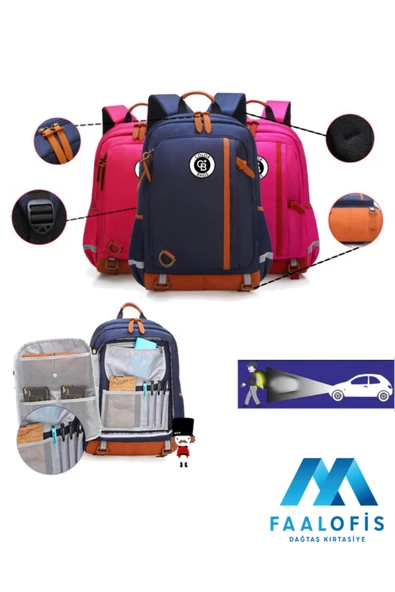 Color Bags Ultra Kalite İç Organizerli Reflektörlü Su Geçirmez Sırt Destekli Okul Çantası B2 - 8