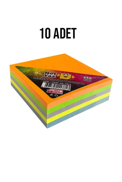 Noname NotYaz 75x75 250 Yaprak 5 Renk Yapışkanlı Not Kağıdı 10 Paket - 4