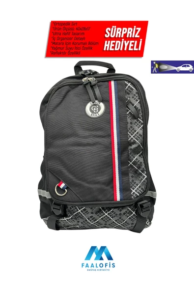 Color Bags Ultra Kalite İç Organizerli Reflektörlü Su Geçirmez Sırt Destekli Okul Çantası B3 ürün görseli 1