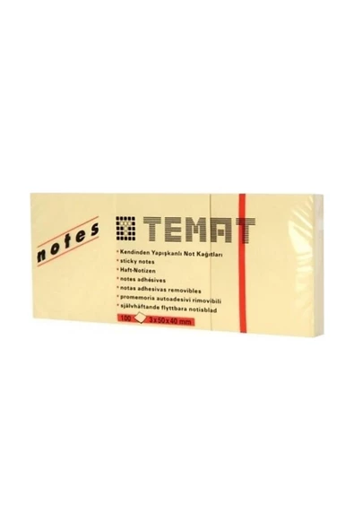 Dağtaş Kırtasiye Temat 3x50x40 Yapışkanlı Not Kağıdı Pastel Sarı - 4