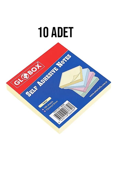 Globox 75x75 100 Yaprak Yapışkanlı Not Kağıdı Pastel Sarı 10 Adet - 4