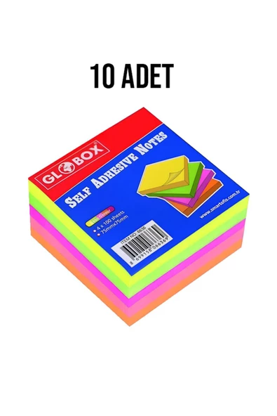 Globox 75x75 400 Yaprak Neon 4 Renk Yapışkanlı Not Kağıdı - 8