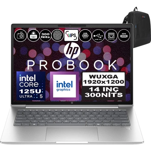 Hp Probook 440 G11 Intel Core Ultra 5 125U Ddr5 40GB 512GB SSD Intel® Aı Boost 14" Wuxga IPS Windows 11 Home Taşınabilir Bilgisayar A22ZCEAH13 + Zetta Çanta