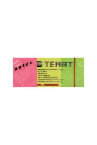 Dağtaş Kırtasiye Temat 3x50x40 Yapışkanlı Not Kağıdı 80 Yaprak 3 Renk - 5