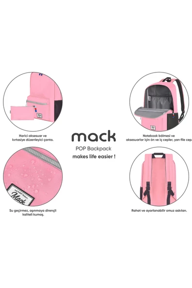 Mack Notebook Bölmeli Sırt Çantası Su Geçirmez - 8