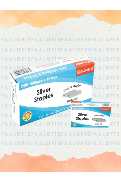 Maber Zımba Teli 24/6 1000X10 Adet Silver Nikel Kararmayan Dayanıklı Malzeme
