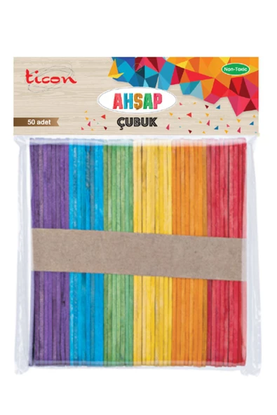 Dağtaş Kırtasiye Ticon Ahşap Çubuk 114x10x2 50'li Renkli - Resim 3