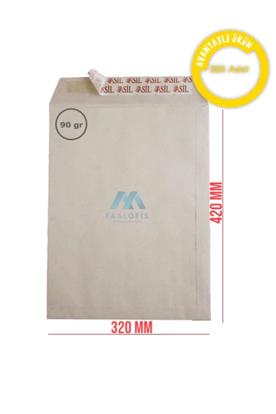 Dağtaş Kırtasiye Asil Doğan Torba Zarf 32x42 İmt.Kraft 90 gr Silikonlu 250 Adet - 3